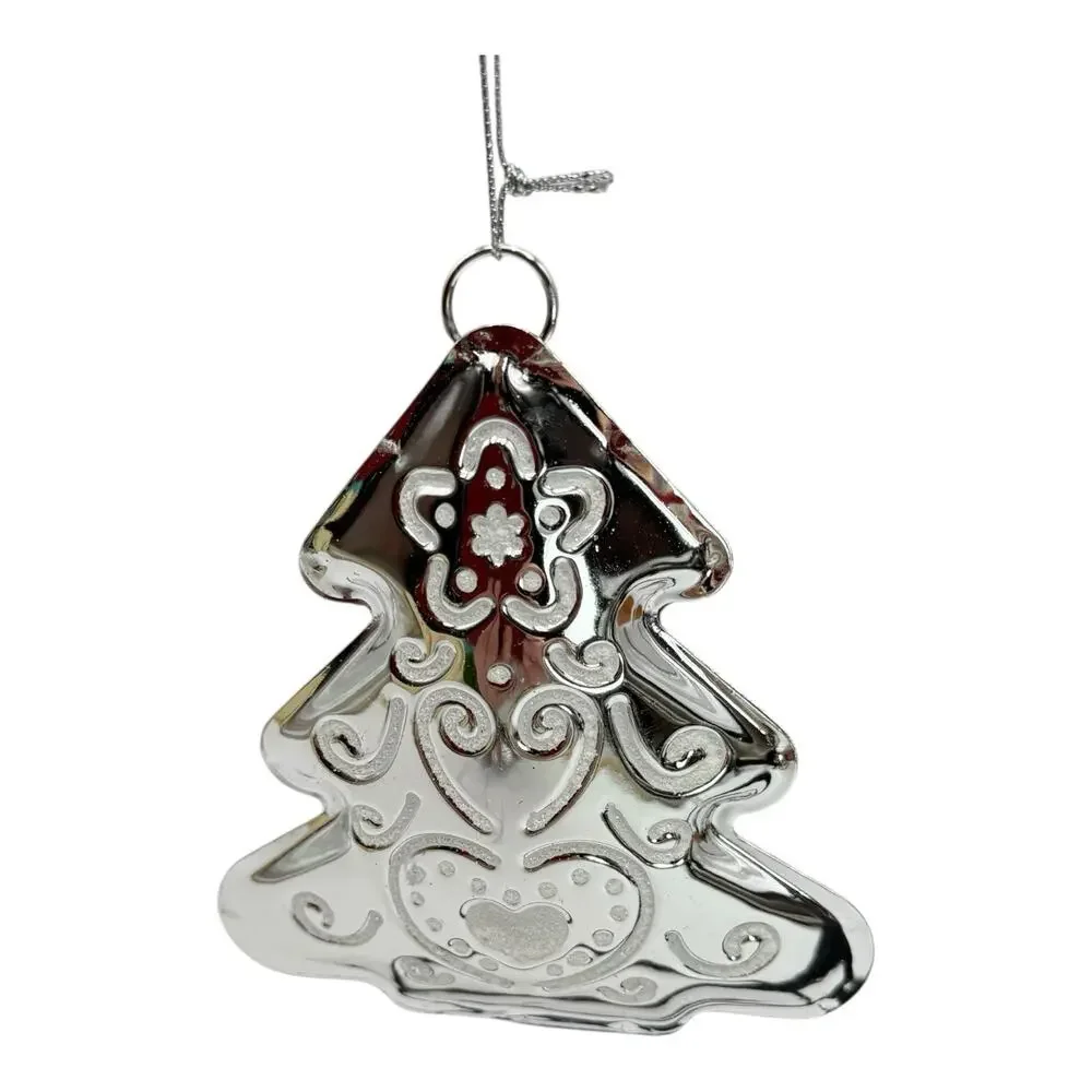 3 - Silver Tone Lightweight Decorative Christmas‎ Tree Ornament 4.5